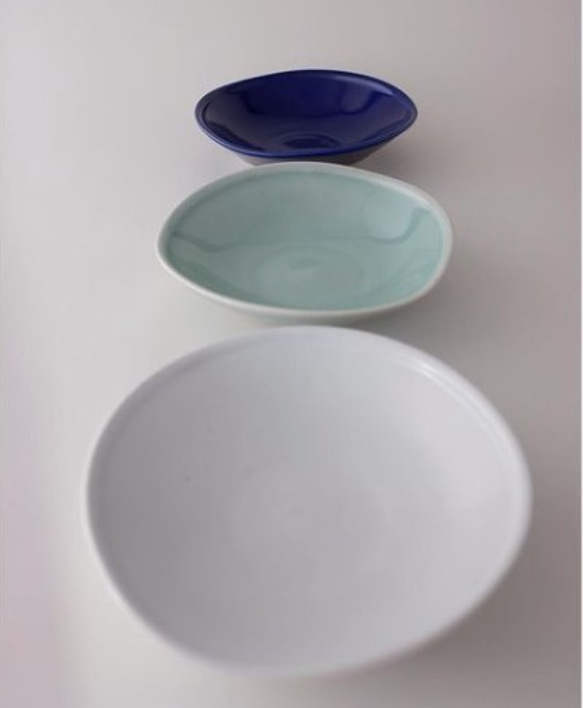 膾(なます)皿（青磁・白磁・瑠璃）３種セット 2枚目の画像