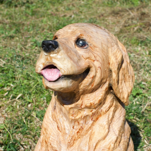木彫りの犬 作品1380】オオカミ 犬系の動物はあまりつくらないのですが
