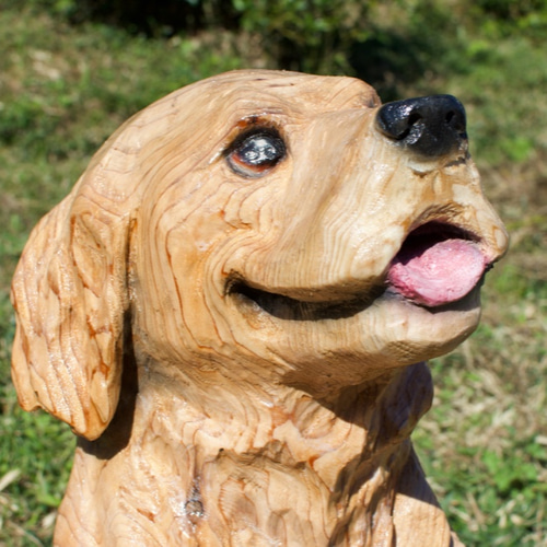 木彫りの犬 レトリバー ペット チェーンソーアート作品 木彫り 彫刻 犬 彫刻