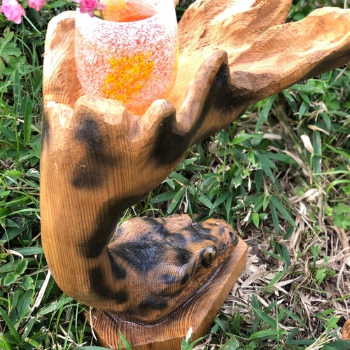ヘビ パイソン チェーンソーアート作品 木彫り 彫刻 爬虫類 生き物