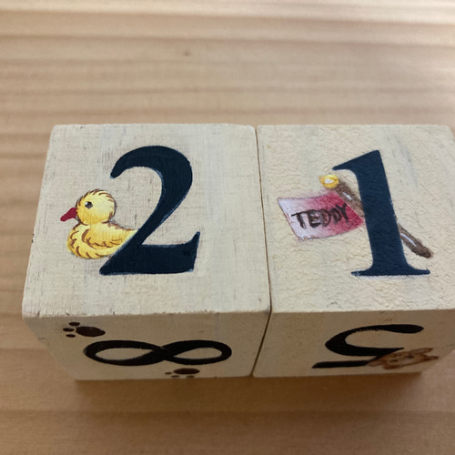 可愛いクマの万年カレンダー（アイボリー）トールペイント