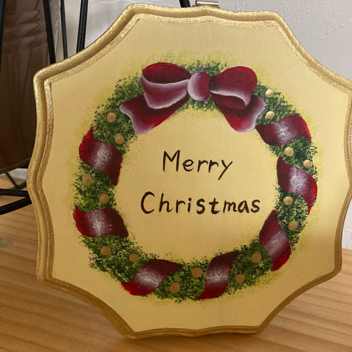 小さなクリスマスリース トールペイント ハンドメイド その他 