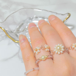 人気No1》ミルクティーカラー ビーズリング 韓国風 ビーズリング 5点