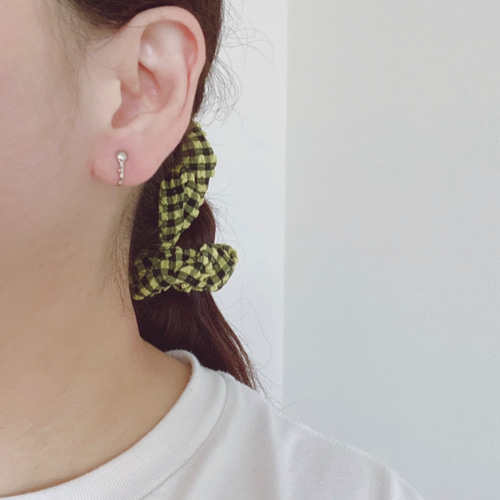 975 再販 シルバー ホワイト チェーン ハンドメイド ピアス イヤリング