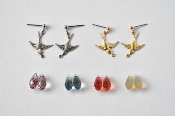 （金或銀）施華洛世奇水滴和燕子耳環 第1張的照片