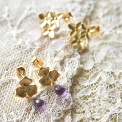 紫水晶和花朵耳環 第5張的照片