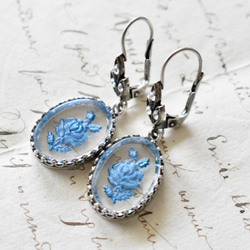 復古藍玫瑰內飾和Mitsuba no耳環（Gincho） 第1張的照片