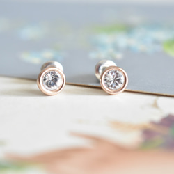 [玫瑰金或銀]施華洛世奇水晶小號耳環 第4張的照片