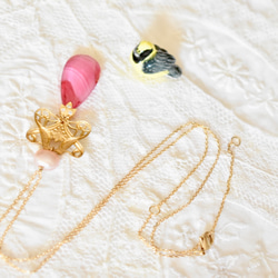 鳥和淡水玫瑰珍珠，復古粉紅色gibber滴項鍊 第4張的照片