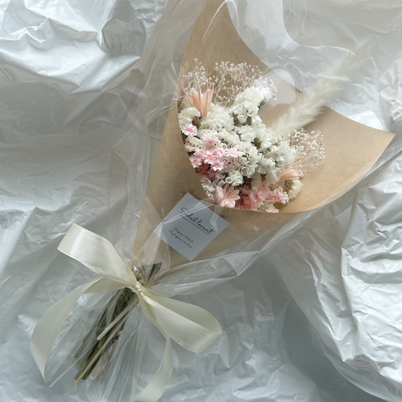 ドライフラワー 花束 ブーケ  ギフト プレゼント イエロー ブルー ホワイト　誕生日　プチギフト　母の日 3枚目の画像