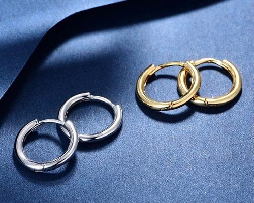 厚め！サージカルステンレスマルカンフープピアス 両耳 ピアス