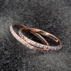 CZダイヤモンド 幅1ｍｍ極細フルエタニティリング 指輪 ステンレス 5枚目の画像