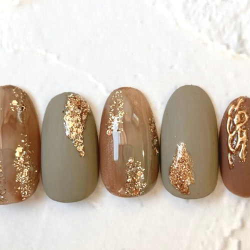 奥行きもやもやニュアンス♡キラキラネイル ネイルチップ（つけ爪  