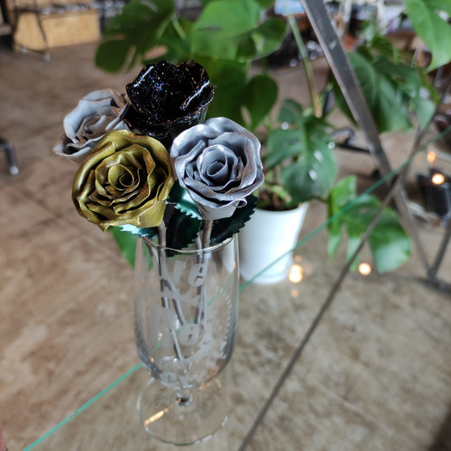 MetalRose【Small】Classic 鉄の薔薇 アートフラワー Re