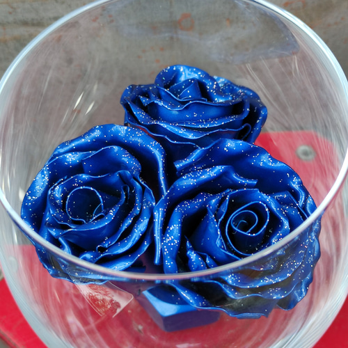 MetalRose Glass 鉄の薔薇 ブルーマイカ アートフラワー Re:rureCraft