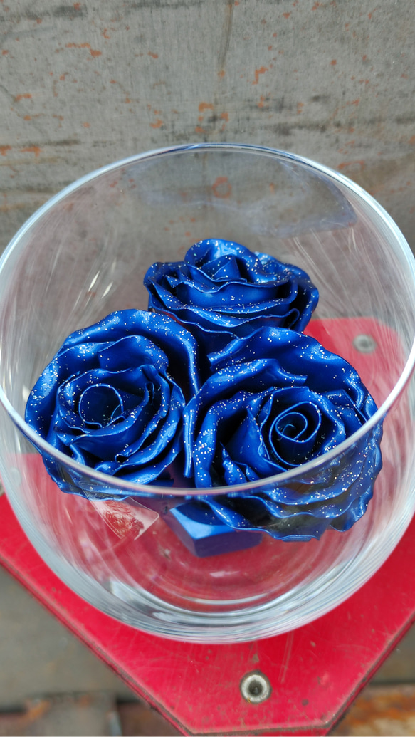 MetalRose Glass 鉄の薔薇 ブルーマイカ アートフラワー Re:rureCraft