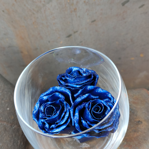 MetalRose Glass 鉄の薔薇 ブルーマイカ アートフラワー Re:rureCraft