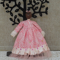 絵本の森人形店　木の着せ替え人形　お着替え服　バラ色ドレス 4枚目の画像