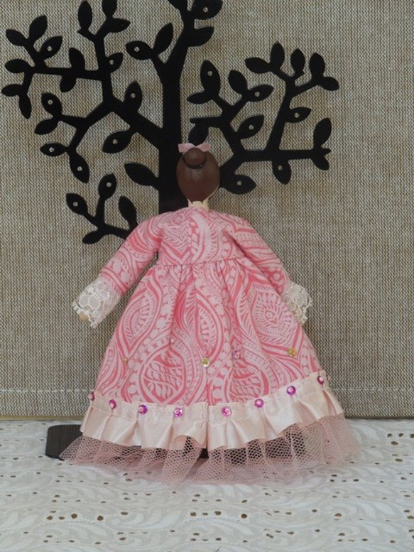 絵本の森人形店　木の着せ替え人形　お着替え服　バラ色ドレス 4枚目の画像