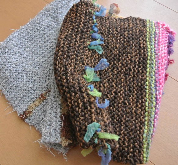 mitsuba色のガーター編みスヌード　　　 4枚目の画像