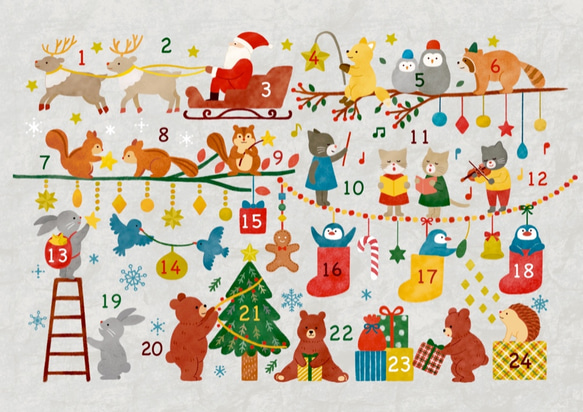 クリスマスポストカード　アドベントカレンダー 2枚目の画像