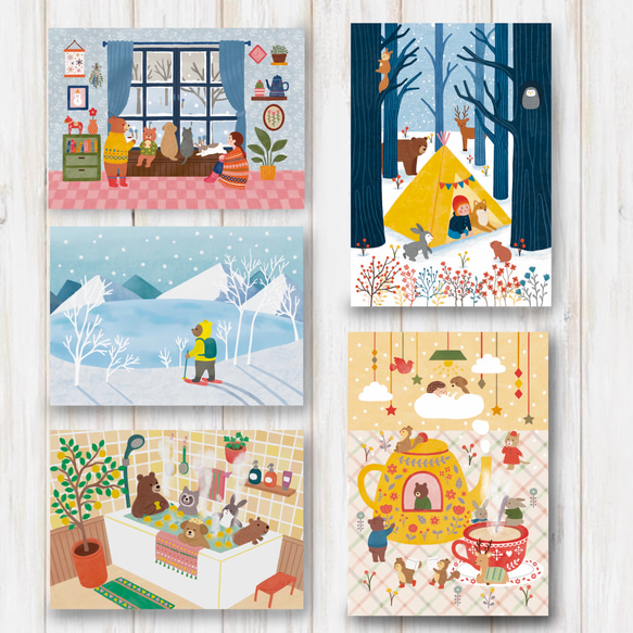 冬のポストカード　5枚セット 1枚目の画像