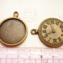 セッティング　懐中時計型　両面　金古美　3個　36*29ｍｍ　ラスト 2枚目の画像