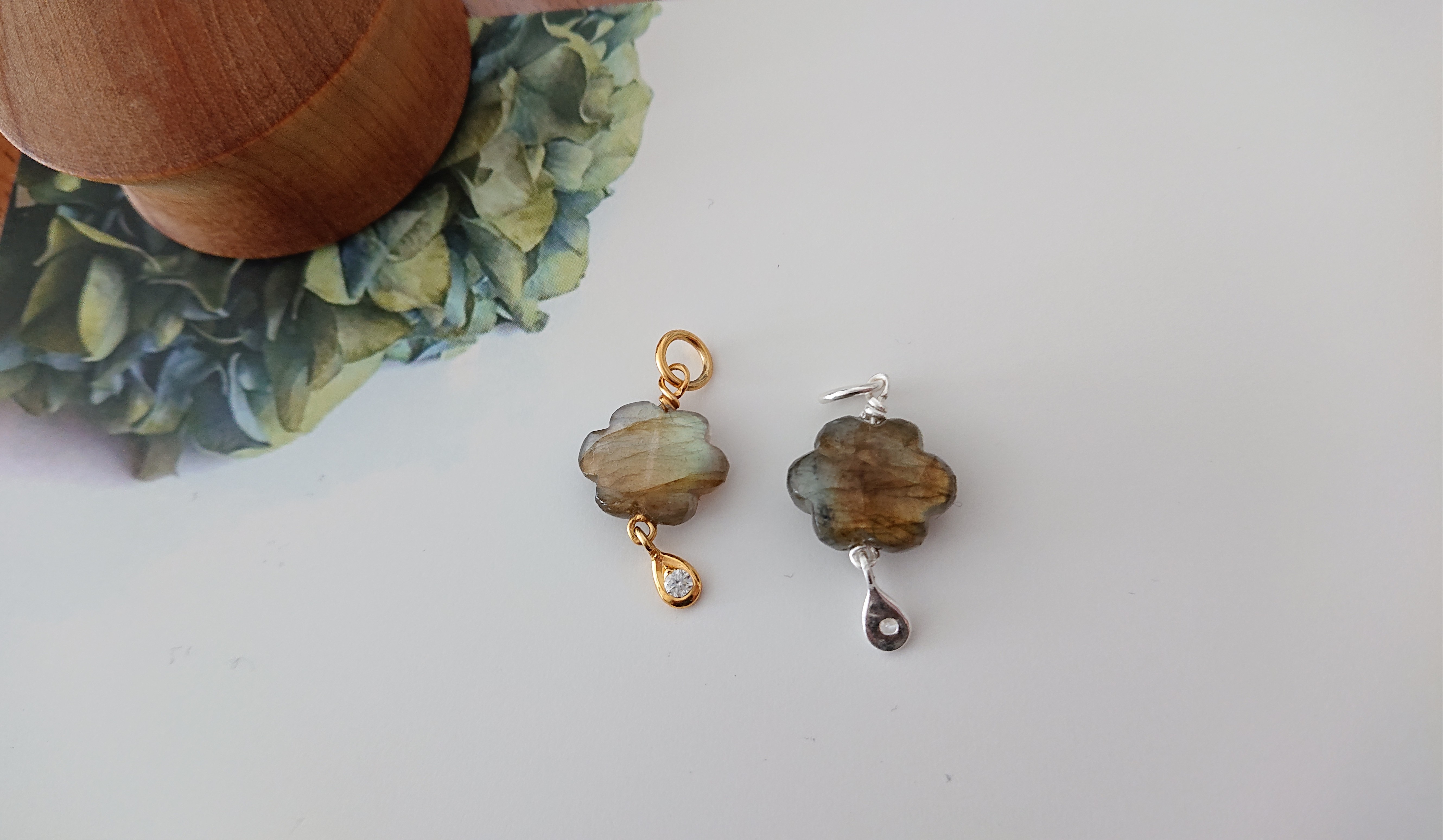 SILVER  曇り空のペンダント シルバー キュービックジルコニア ラブラドライト トップのみ