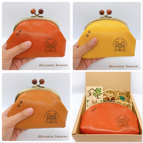 送料込)柴犬の本革がま口財布 がま口 dreamy-house 通販
