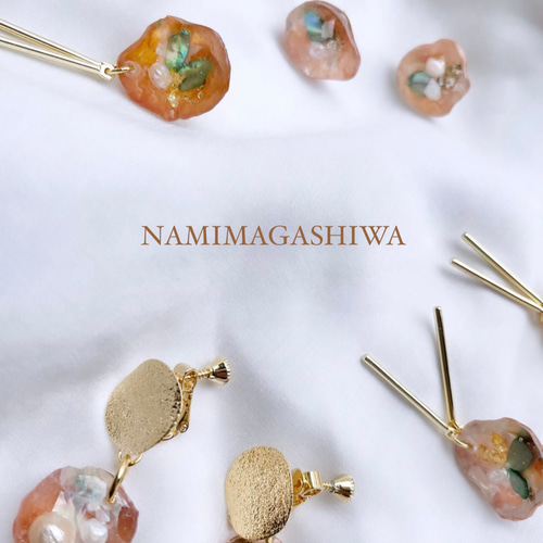 ナミマガシワ貝(jingle shell) 幸せを呼ぶ貝を使ったイヤリング 淡水