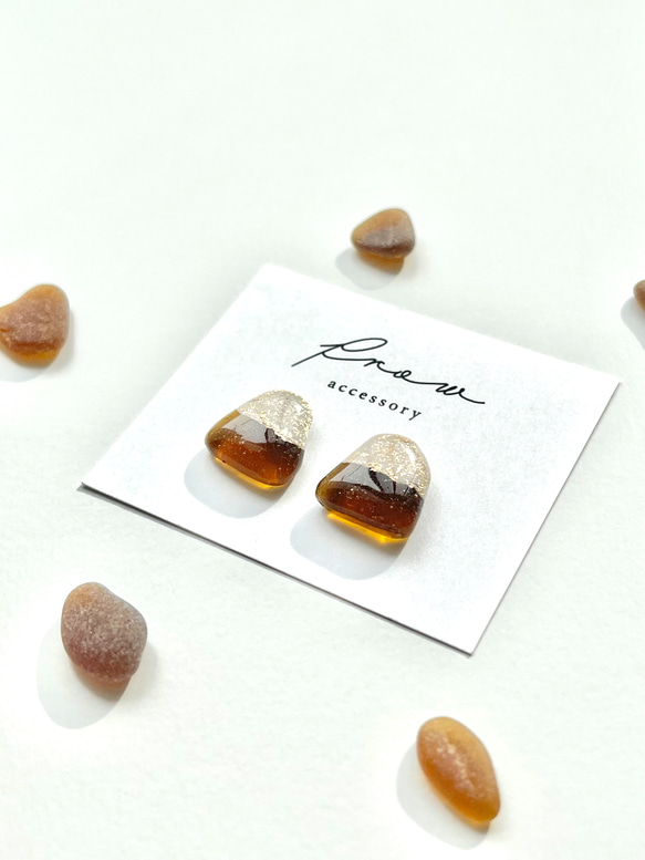 秋冬限定　コーヒー豆のようなbrown seaglass ゴールドとブラウンで大人カジュアルに　 3枚目の画像