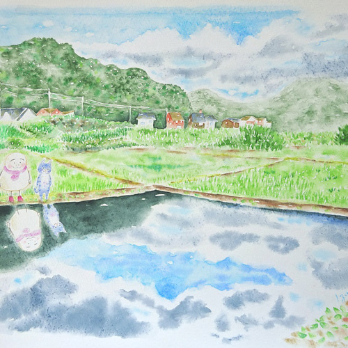 保田三友紀の水彩画、大根額縁付き - メルカリ
