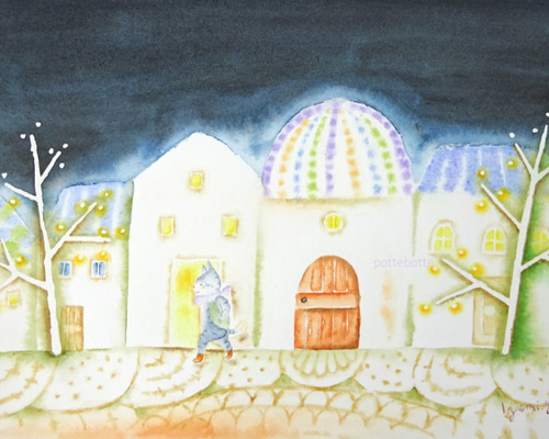 祈りの天使」水彩画 原画 若い - 絵画