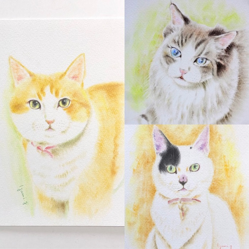 【原画】『南の森を探索する猫たち』（動物画　絵画　パステル画） 原画】『南の森を探索する猫たち』（動物画絵画パステル画）