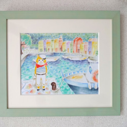 春爛漫01」透明水彩画 原画 風景画 額縁付 F4サイズ 絵画 Oni