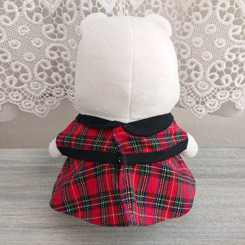 アイドルタータンチェックのワンピース*ぬいぐるみの服ぬい服ふわふわ