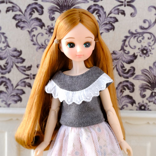 リカちゃん服＊レースがかわいいカットソー（グレー）＊ブライス