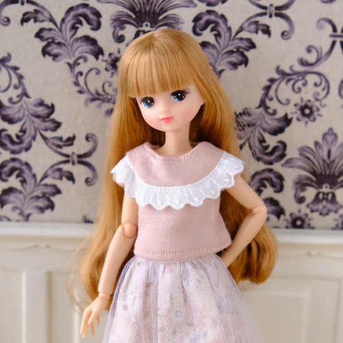 リカちゃん服＊レースがかわいいカットソー（ピンク）＊ブライス