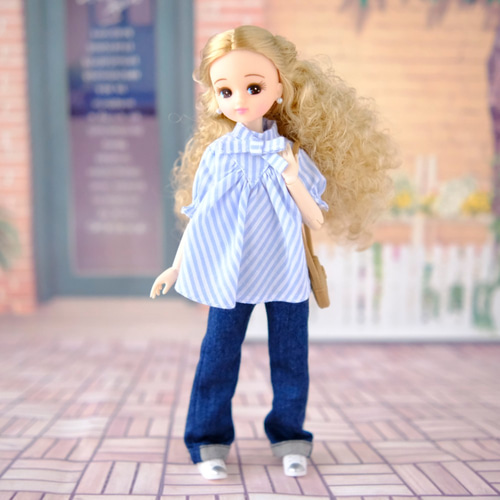 リカちゃん服＊ストライプのフリルブラウス＊ブライス＊ジェニー