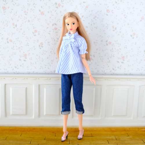 リカちゃん服＊ストライプのフリルブラウス＊ブライス＊ジェニー