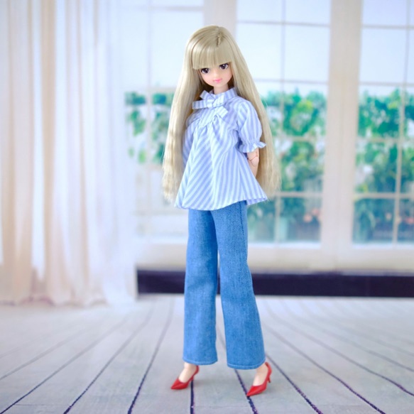 ジェニーちゃん服＊ワイドデニム（淡）＊momoko その他人形 メープルの 