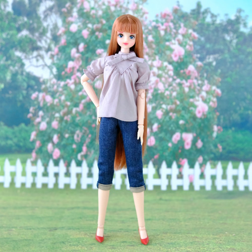 ジェニーちゃん服＊ロールアップデニム（ビンテージカラー）＊momoko