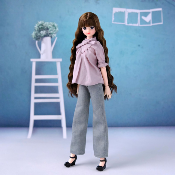 ジェニーちゃん服＊ワイドデニム（ビンテージカラー）＊momoko