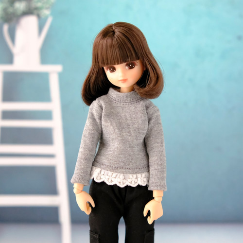 リカちゃん服＊レースがかわいいTシャツ（グレー）＊ブライス その他