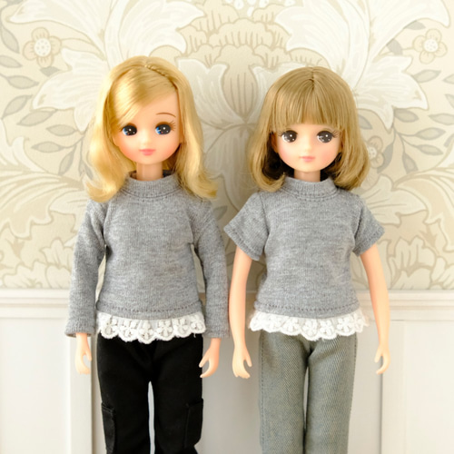リカちゃん服＊レースがかわいいTシャツ（グレー）＊ブライス その他