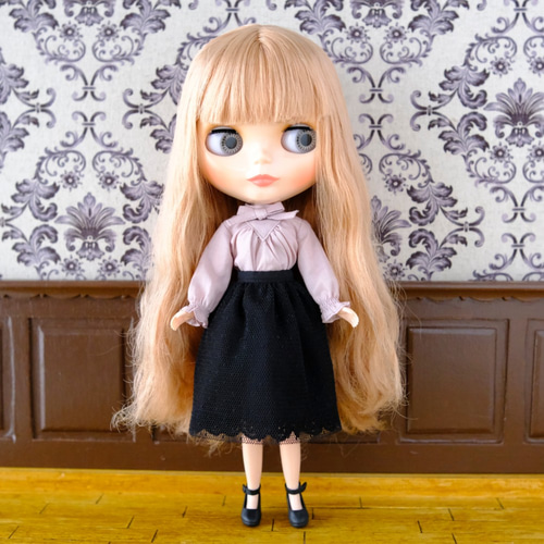リカちゃん服＊レースのチュールスカート（黒）＊ブライス