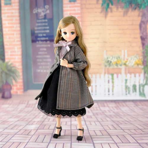 リカちゃん服 チェックシャツワンピース