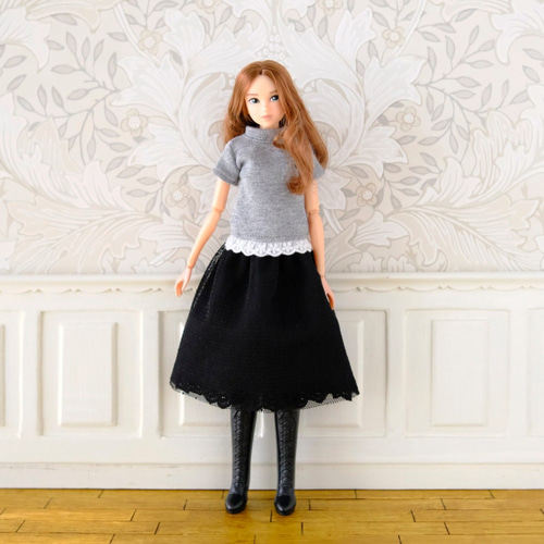 ジェニーちゃん服＊レースのチュールスカート（黒）＊momoko その他 
