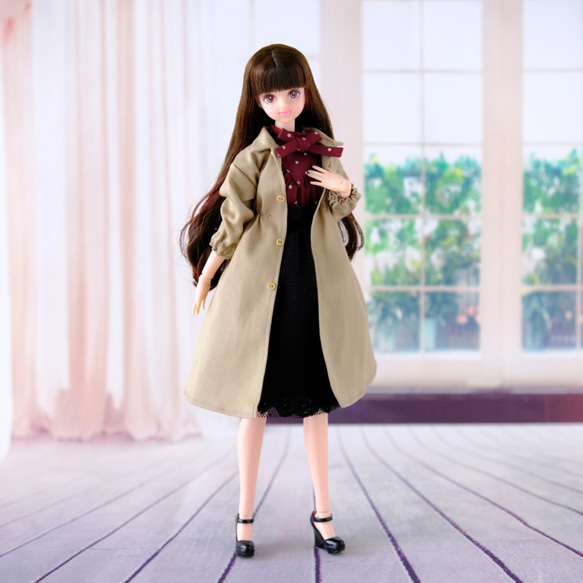ジェニーちゃん服＊ワンピース風コート（ベージュ）＊momoko