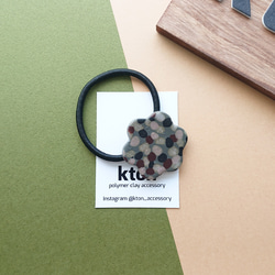 ヘアゴム　No.46 no.46【ポリマークレイ】ランダム模様の大ぶりヘアゴム